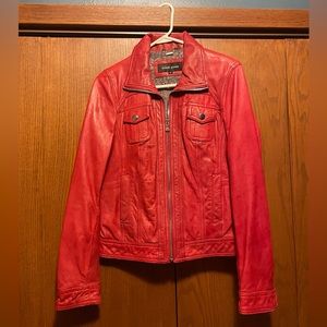 Women’s Black Rivet Genuine Leather Jacket Wilson’s Leather. Bright red, medium